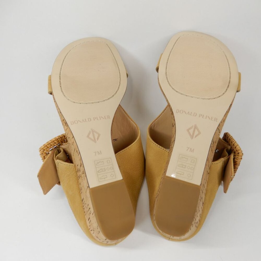 DONALD PLINER Vine SANDALS Size 7 Low Wedge Slide Slip On Honey Leather NEW - Picture 13 of 13